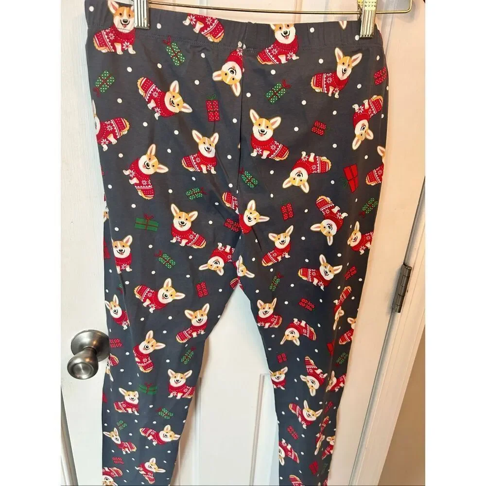 Corgi gray kids pajamas size XL (15-17) cotton blend NWT